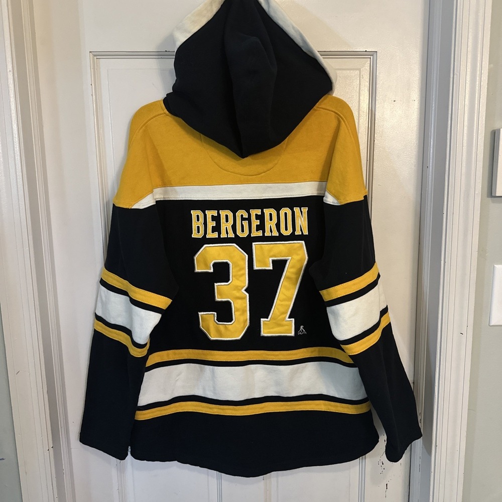 '47 BOSTON BRUINS NHL Bergeron #37‎ Superior Lacer Jersey Mens Sweatshirt Hood M